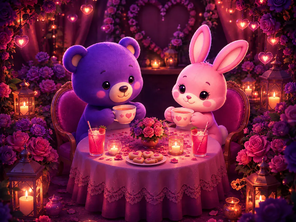 Milo et Lila échangent autour d’une table dans un décor fleuri et lumineux.